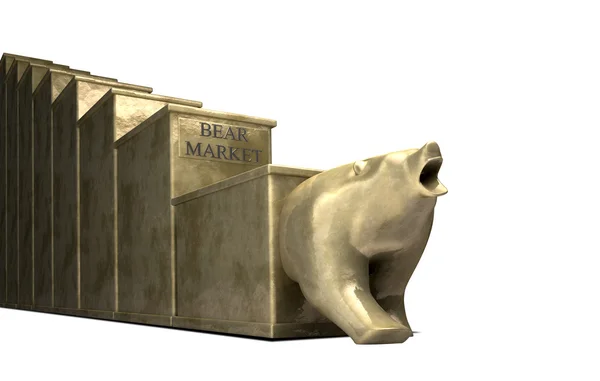 Björnen marknadstrend gjuten i guld — Stockfoto