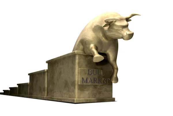 Bull markttrend gegoten in goud — Stockfoto