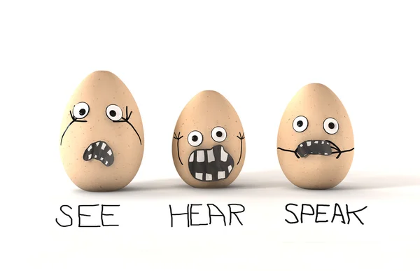 Zie horen spreken geen kwaad eieren — Stockfoto