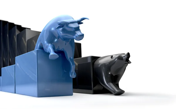 Bull & Bear Econonomic Trends Competing — Stock Photo, Image