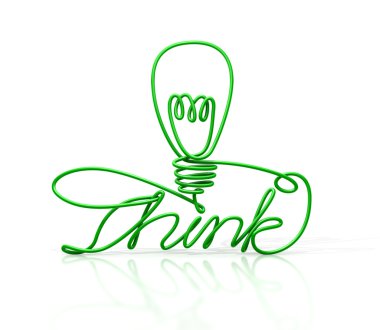 Think Bent and Shaped Wire Lightbulb clipart