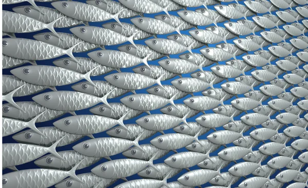 Escola de Prata Stylised Fish Pattern — Fotografia de Stock
