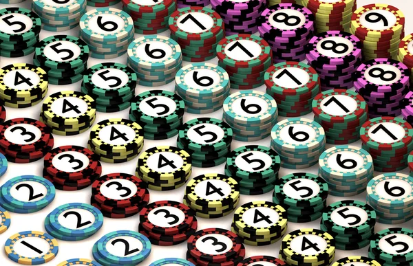 Casino Chip Stacked In Pattern of Quantity Order — Stock Photo, Image