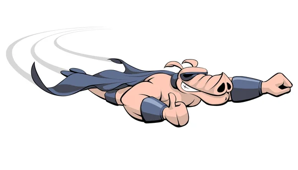 Fliegendes Superheldenschwein — Stockfoto