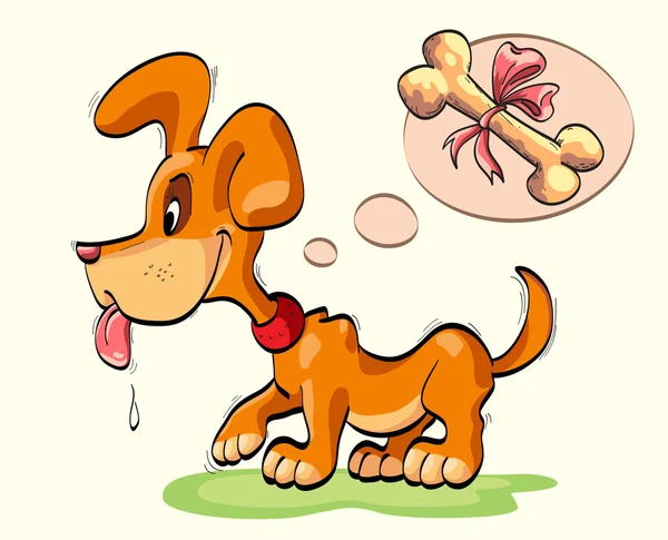 Little dog with bone — Stock Vector