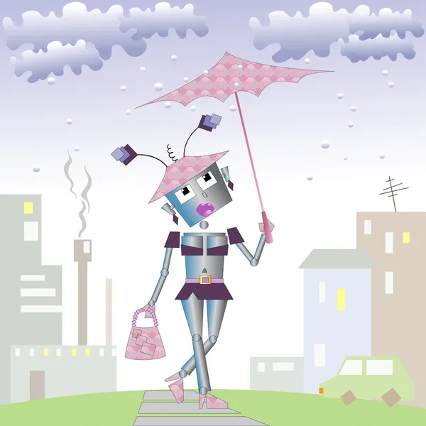 女性ロボット — ストックベクタ