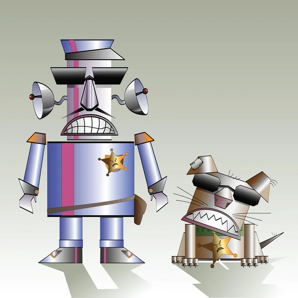 Robot and the dog — Stock Vector