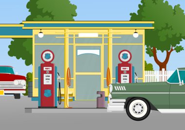 Retro gas station clipart