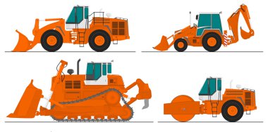 Set of four construction machines clipart