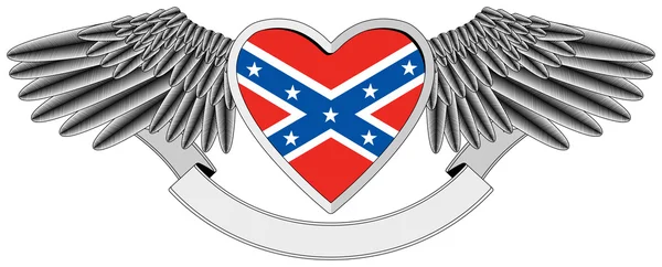 Konfederasyon bayrağı ile kanatlı kalp — Stok Vektör