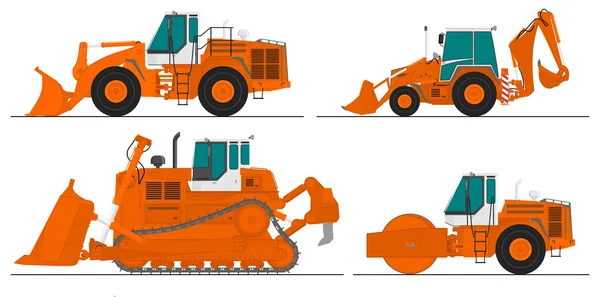 Set of four construction machines — Stock Vector
