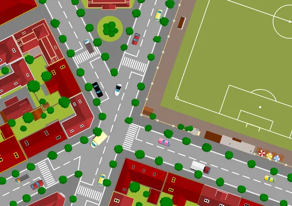 Campo da calcio in città — Vettoriale Stock