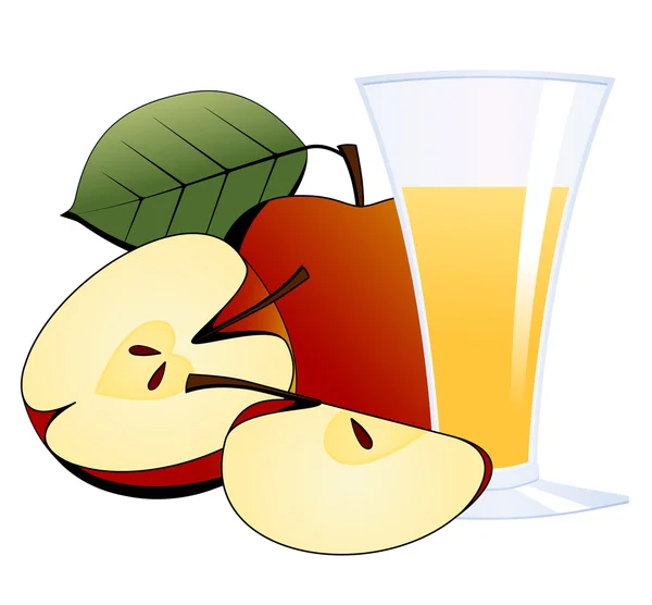 Apples and a glass of apple juice — Stock Vector