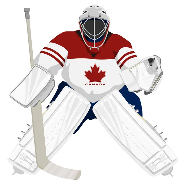 Вратарь сборной Канады по хоккею — стоковый вектор