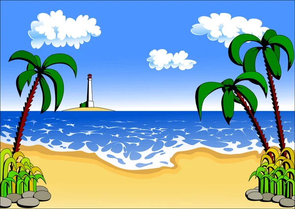 Strand mit Palmen — Stockvektor