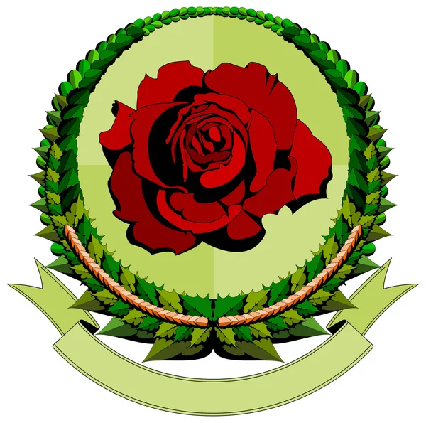 Piros rózsa rajzfilm logó — Stock Vector
