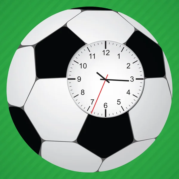 时钟在足球球 — 图库矢量图片