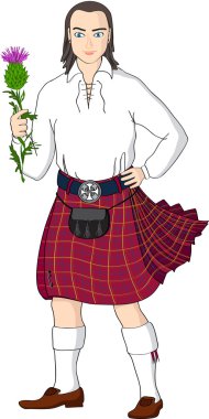 Scotsman with the national flower clipart