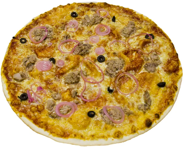 Meat pizza with onions — Stock Photo, Image