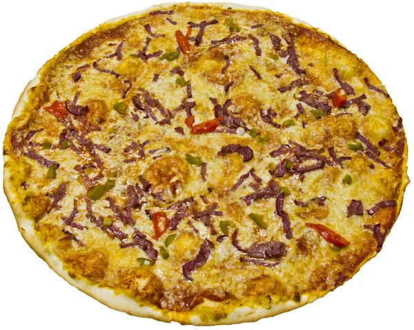 Pizza z kiełbasą — Zdjęcie stockowe