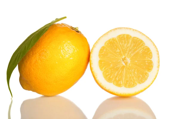 Limon ve beyaz izole limon dilimi — Stok fotoğraf