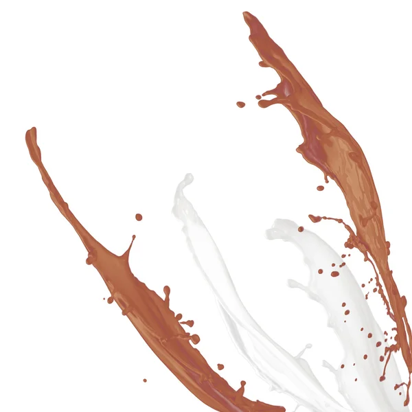 Chocolate and milk splash isolated on white background — Stock Photo, Image