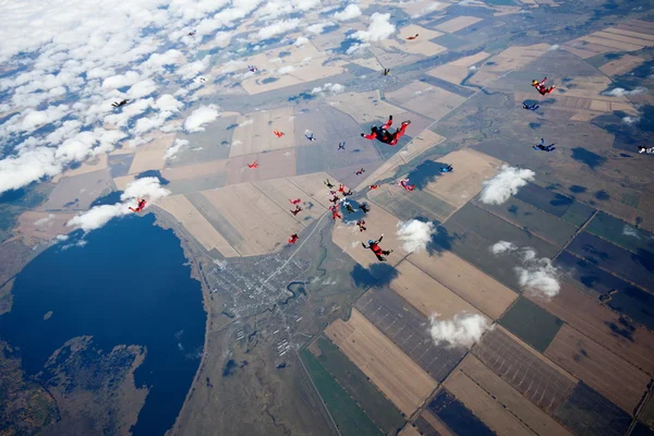 Группа парашютистов в строю — стоковое фото