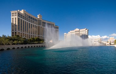 The Bellagio and Caesars Palace Hotels in Las Vegas clipart