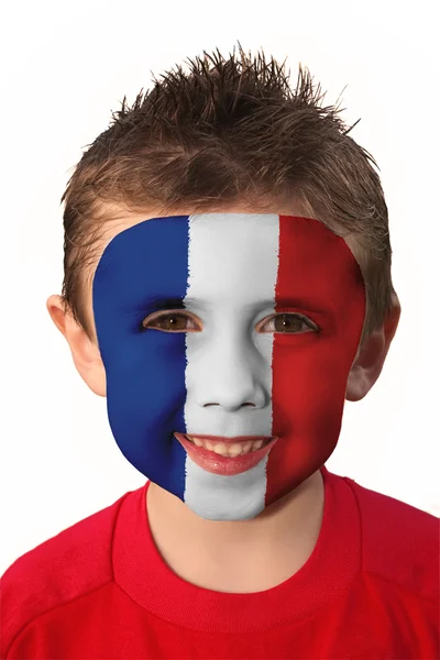 Voetbal gezicht schilderen - Frankrijk — Stockfoto