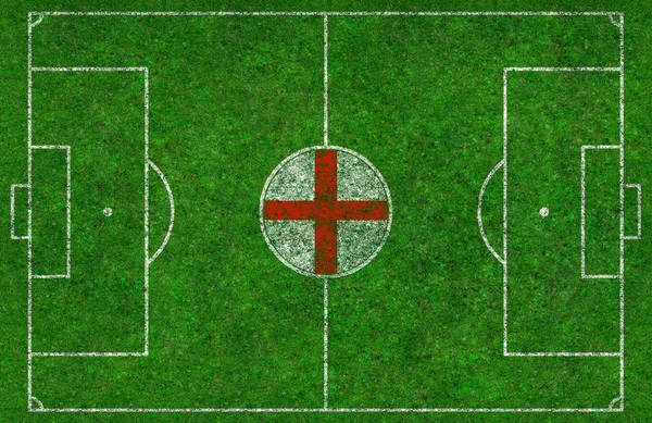 Γήπεδο ποδοσφαίρου με αγγλική σημαία — Φωτογραφία Αρχείου