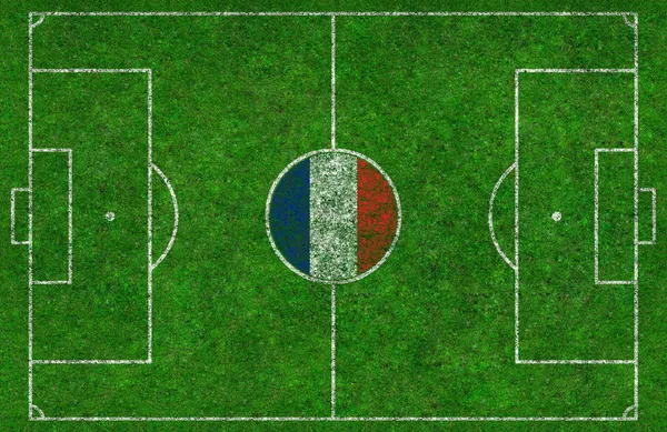 Γήπεδο ποδοσφαίρου με γαλλική σημαία — Φωτογραφία Αρχείου