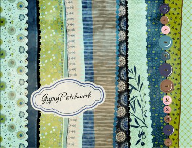 Gypsy Patchwork, Hand-Painted Background clipart