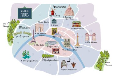 Picturesque Paris map clipart