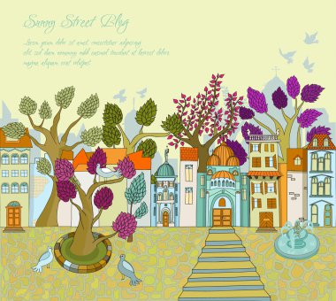 Sunny town square clipart