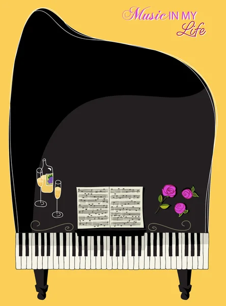 Musical Background - Whimsical Concert Piano — Stock Vector