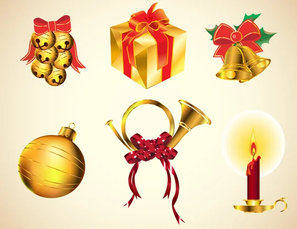 圣诞节图标和装饰品 — 图库矢量图片