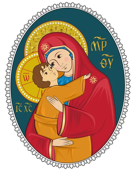 Mère de Dieu avec le Christ Enfant — Image vectorielle