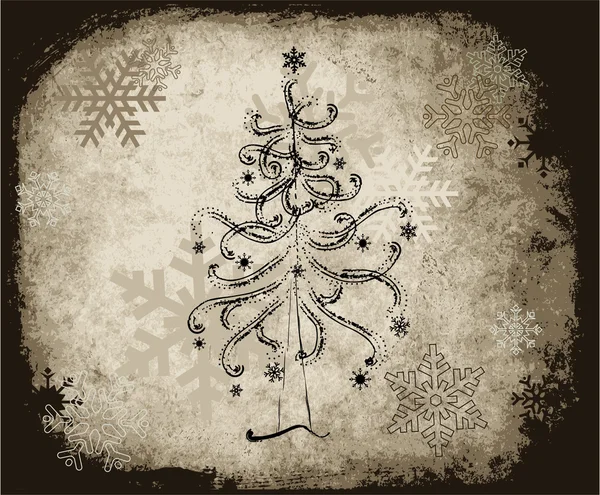 Goth Christmas tree with black snowflakes — Stock Vector