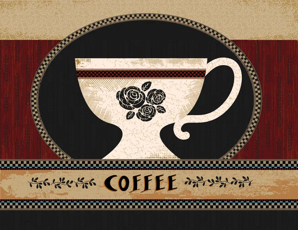 Folk art coffee poster — Stock Vector