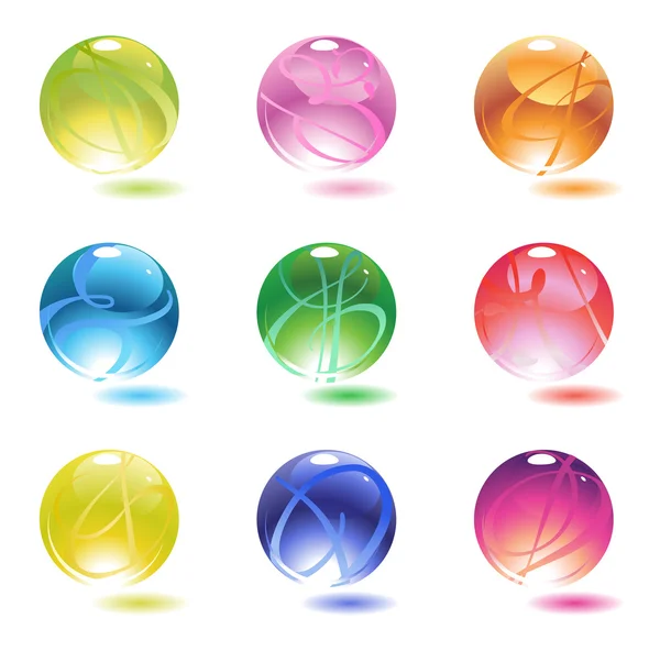 Set of colorful glossy balls — Stock Vector