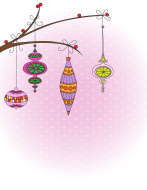 Christmas Baubles on Tree Branch clipart