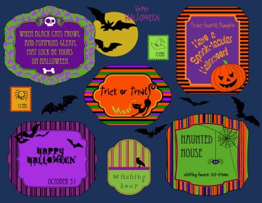 Halloween labels, invitations and stamps clipart