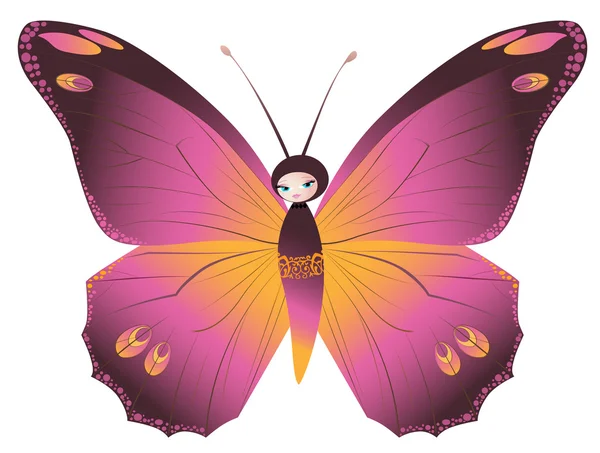 Glorious Miss Butterfly — Stock Vector