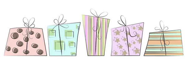 Cajas de regalo dibujado a mano — Vector de stock