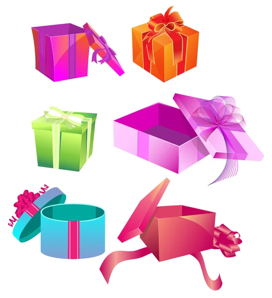 Κουτιά δώρων vibrantly χρώματος — Διανυσματικό Αρχείο