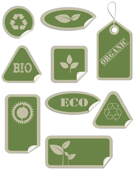 Groen aarde peel-off stickers, ecologie — Stockvector