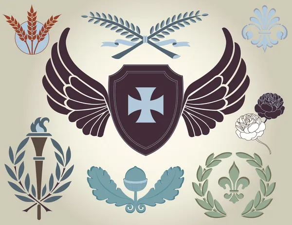 Crest en heraldiek, ontwerpelementen — Stockvector