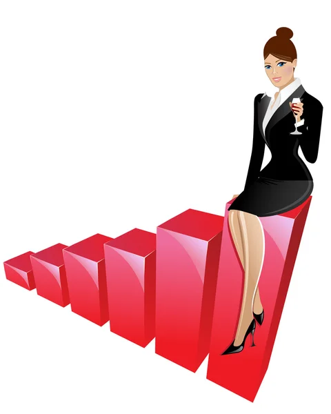 Business woman at the top — Stock Vector
