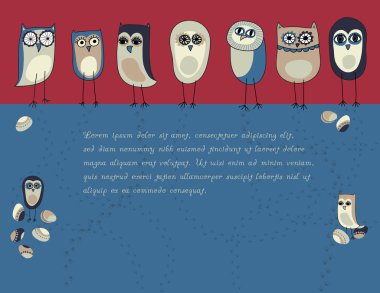 A Flock of Colorful Owls clipart