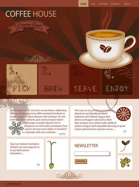 Modèle de site Web pour un café — Image vectorielle
